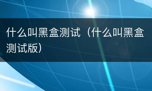 什么叫黑盒测试（什么叫黑盒测试版）