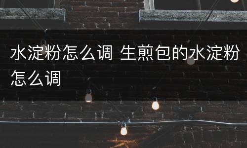 水淀粉怎么调 生煎包的水淀粉怎么调