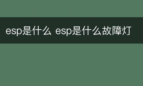 esp是什么 esp是什么故障灯