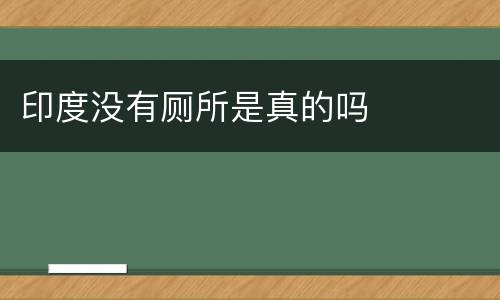 印度没有厕所是真的吗