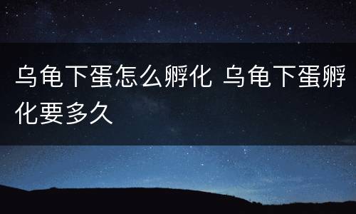 乌龟下蛋怎么孵化 乌龟下蛋孵化要多久