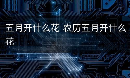 五月开什么花 农历五月开什么花