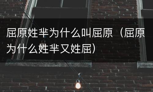 屈原姓芈为什么叫屈原（屈原为什么姓芈又姓屈）