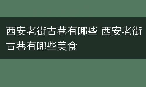 西安老街古巷有哪些 西安老街古巷有哪些美食