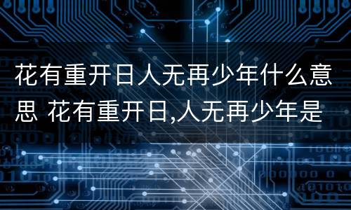 花有重开日人无再少年什么意思 花有重开日,人无再少年是什么意思