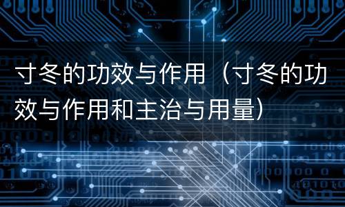 寸冬的功效与作用（寸冬的功效与作用和主治与用量）