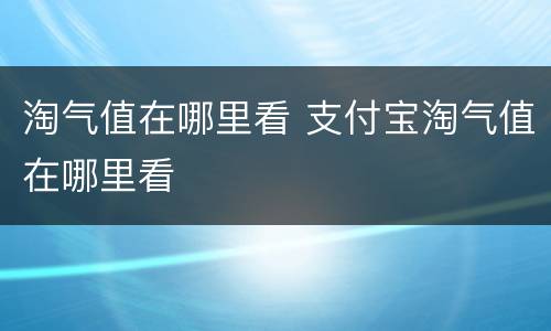 淘气值在哪里看 支付宝淘气值在哪里看