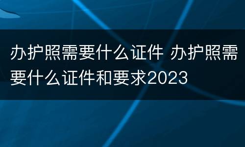 办护照需要什么证件 办护照需要什么证件和要求2023