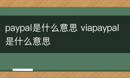 paypal是什么意思 viapaypal是什么意思