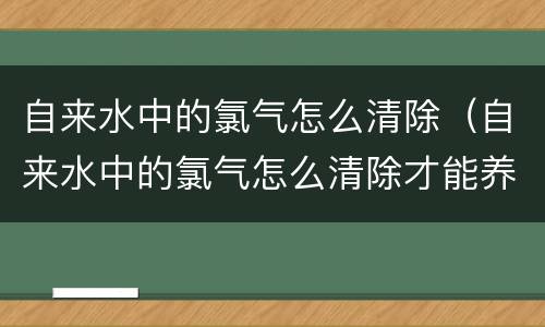 自来水中的氯气怎么清除（自来水中的氯气怎么清除才能养乌龟）