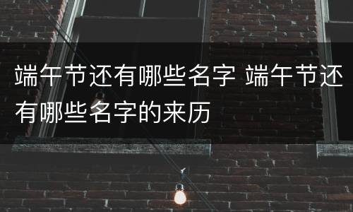 端午节还有哪些名字 端午节还有哪些名字的来历