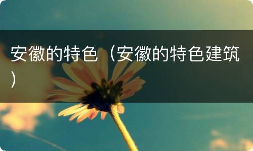 安徽的特色（安徽的特色建筑）