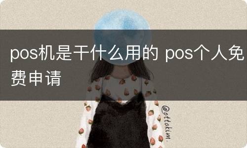 pos机是干什么用的 pos个人免费申请