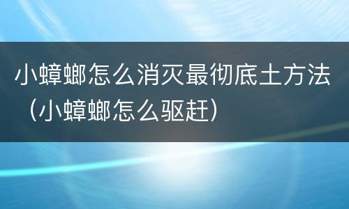小蟑螂怎么消灭最彻底土方法（小蟑螂怎么驱赶）