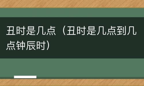丑时是几点（丑时是几点到几点钟辰时）