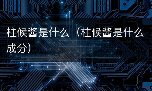 柱候酱是什么（柱候酱是什么成分）