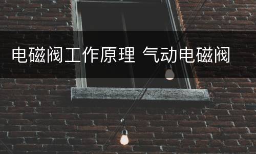 电磁阀工作原理 气动电磁阀