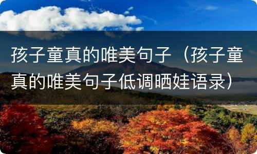 孩子童真的唯美句子（孩子童真的唯美句子低调晒娃语录）
