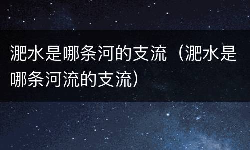 淝水是哪条河的支流（淝水是哪条河流的支流）