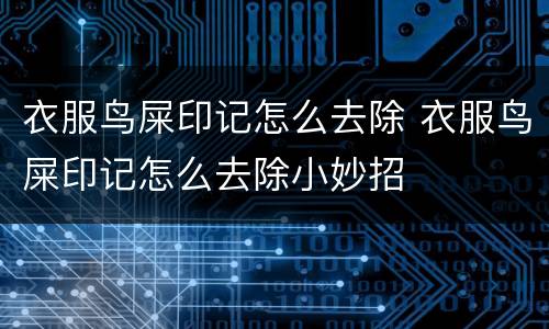 衣服鸟屎印记怎么去除 衣服鸟屎印记怎么去除小妙招