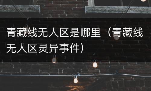 青藏线无人区是哪里（青藏线无人区灵异事件）