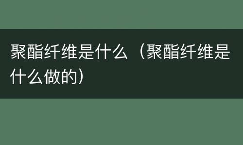 聚酯纤维是什么（聚酯纤维是什么做的）