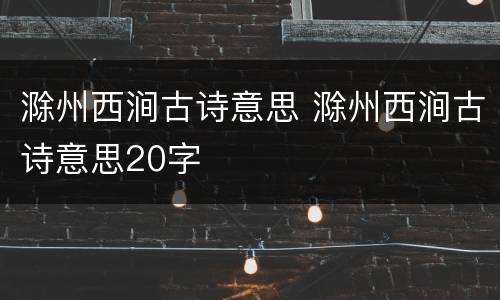 滁州西涧古诗意思 滁州西涧古诗意思20字