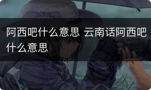 阿西吧什么意思 云南话阿西吧什么意思