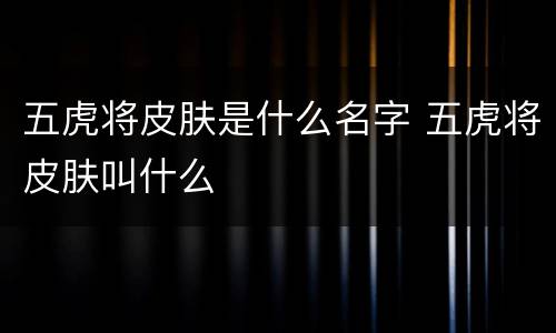 五虎将皮肤是什么名字 五虎将皮肤叫什么
