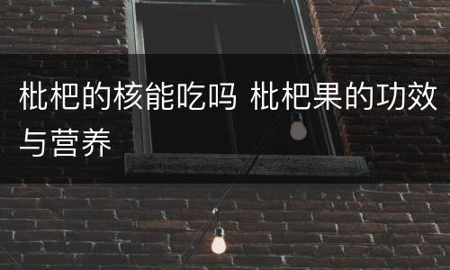 枇杷的核能吃吗 枇杷果的功效与营养