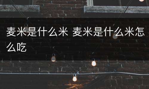 麦米是什么米 麦米是什么米怎么吃