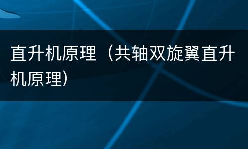 直升机原理（共轴双旋翼直升机原理）