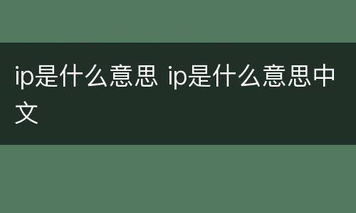 ip是什么意思 ip是什么意思中文