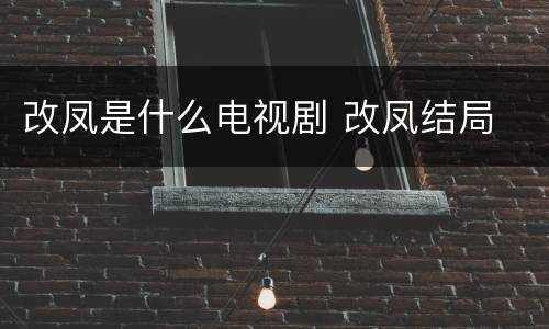 改凤是什么电视剧 改凤结局
