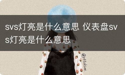 svs灯亮是什么意思 仪表盘svs灯亮是什么意思