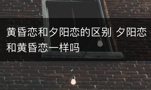 黄昏恋和夕阳恋的区别 夕阳恋和黄昏恋一样吗