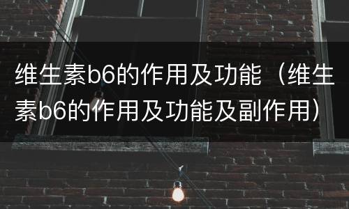 维生素b6的作用及功能（维生素b6的作用及功能及副作用）