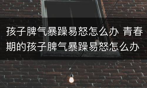 孩子脾气暴躁易怒怎么办 青春期的孩子脾气暴躁易怒怎么办