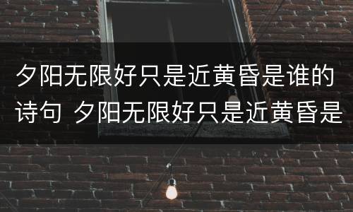 夕阳无限好只是近黄昏是谁的诗句 夕阳无限好只是近黄昏是谁的诗句登乐游原