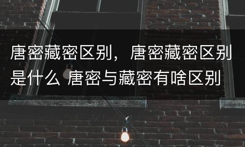 唐密藏密区别，唐密藏密区别是什么 唐密与藏密有啥区别