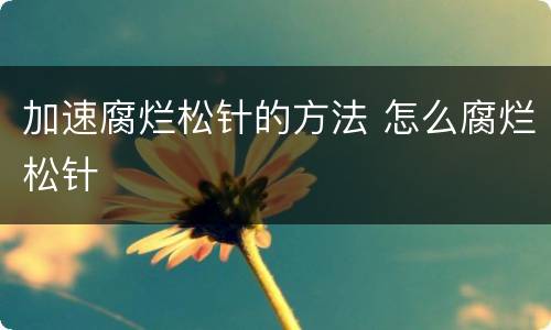 加速腐烂松针的方法 怎么腐烂松针