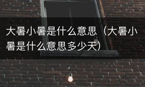 大暑小暑是什么意思（大暑小暑是什么意思多少天）