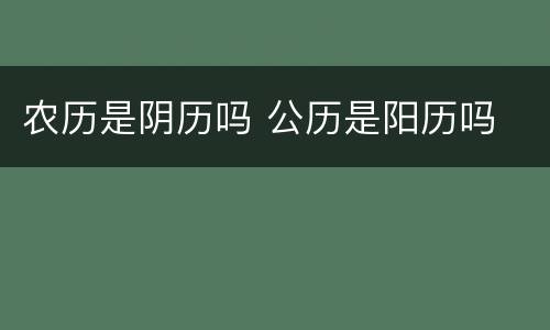 农历是阴历吗 公历是阳历吗