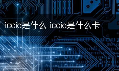iccid是什么 iccid是什么卡