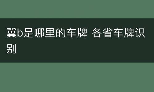 冀b是哪里的车牌 各省车牌识别