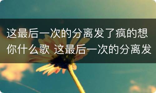 这最后一次的分离发了疯的想你什么歌 这最后一次的分离发了疯的想你是什么歌