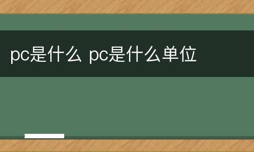 pc是什么 pc是什么单位