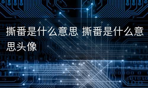 撕番是什么意思 撕番是什么意思头像