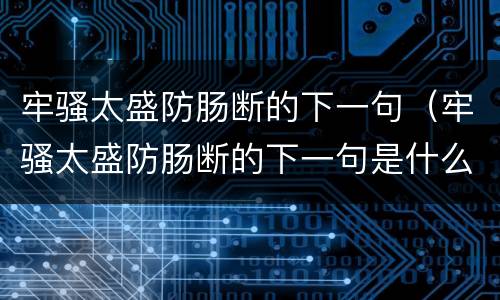 牢骚太盛防肠断的下一句（牢骚太盛防肠断的下一句是什么诗）