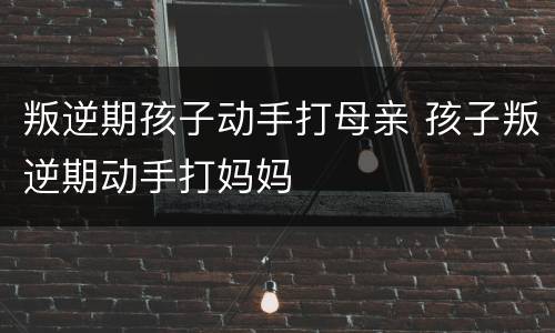叛逆期孩子动手打母亲 孩子叛逆期动手打妈妈